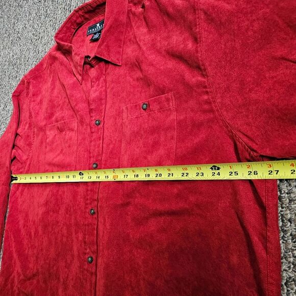 Consensus Sportswear Red Suede-like Long Sleeve Button Down 2XLarge - Picture 11 of 12